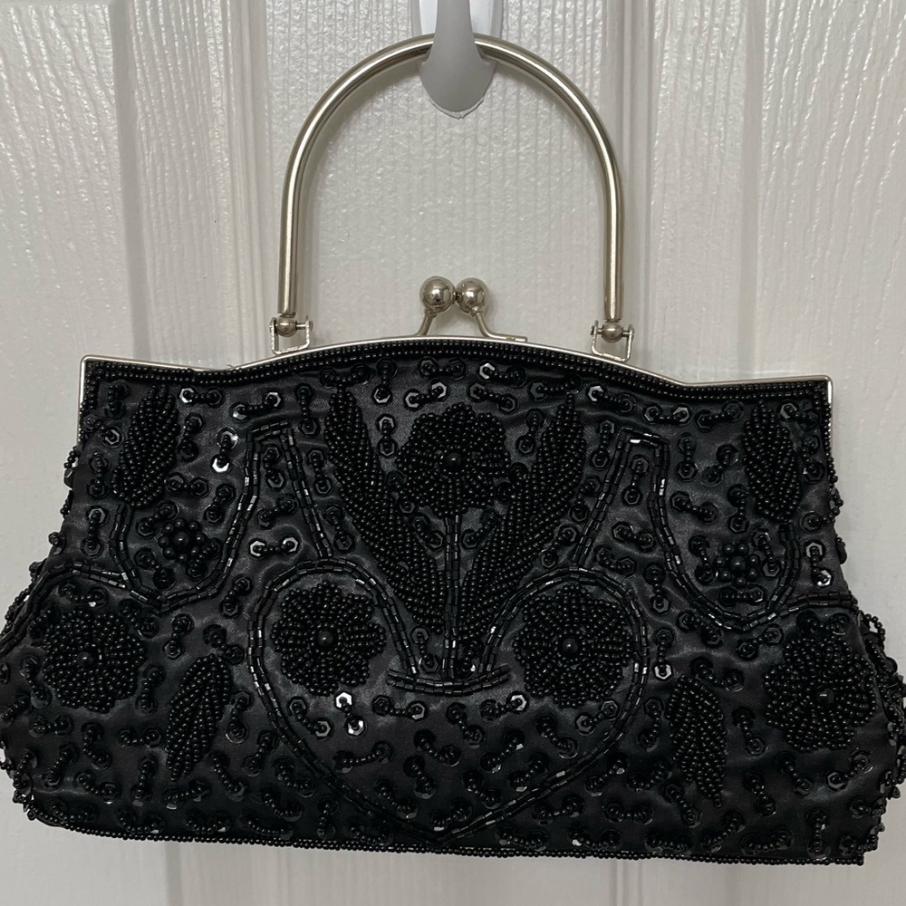Black beaded clutch